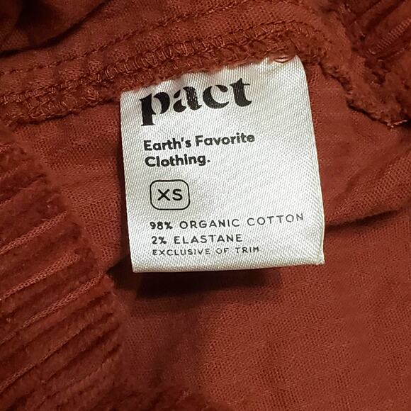 Pact Womens Organic Cotton Corduroy Tapered Peg Pants Stretch Rust Orange Sz XS - Picture 6 of 11